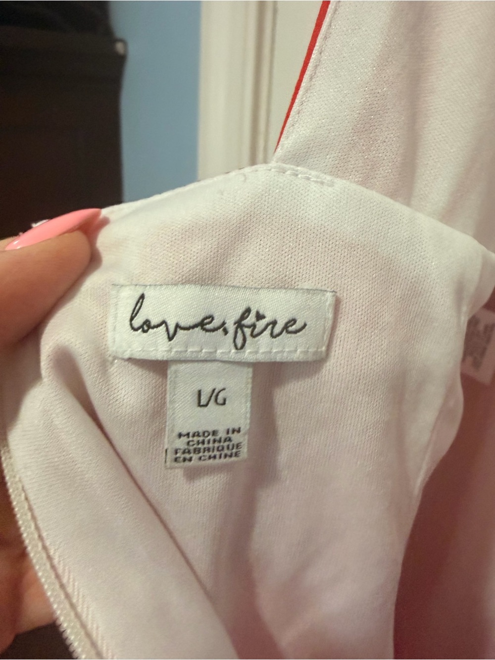 Love, Fire Red & White Striped Wide Leg Jumpsuit – Size Large - Picture 3 of 5